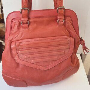 CYNTHIA ROWLEY SOFT RED SATCHEL DROP STRAP MODERN POCKET L/XL BAG